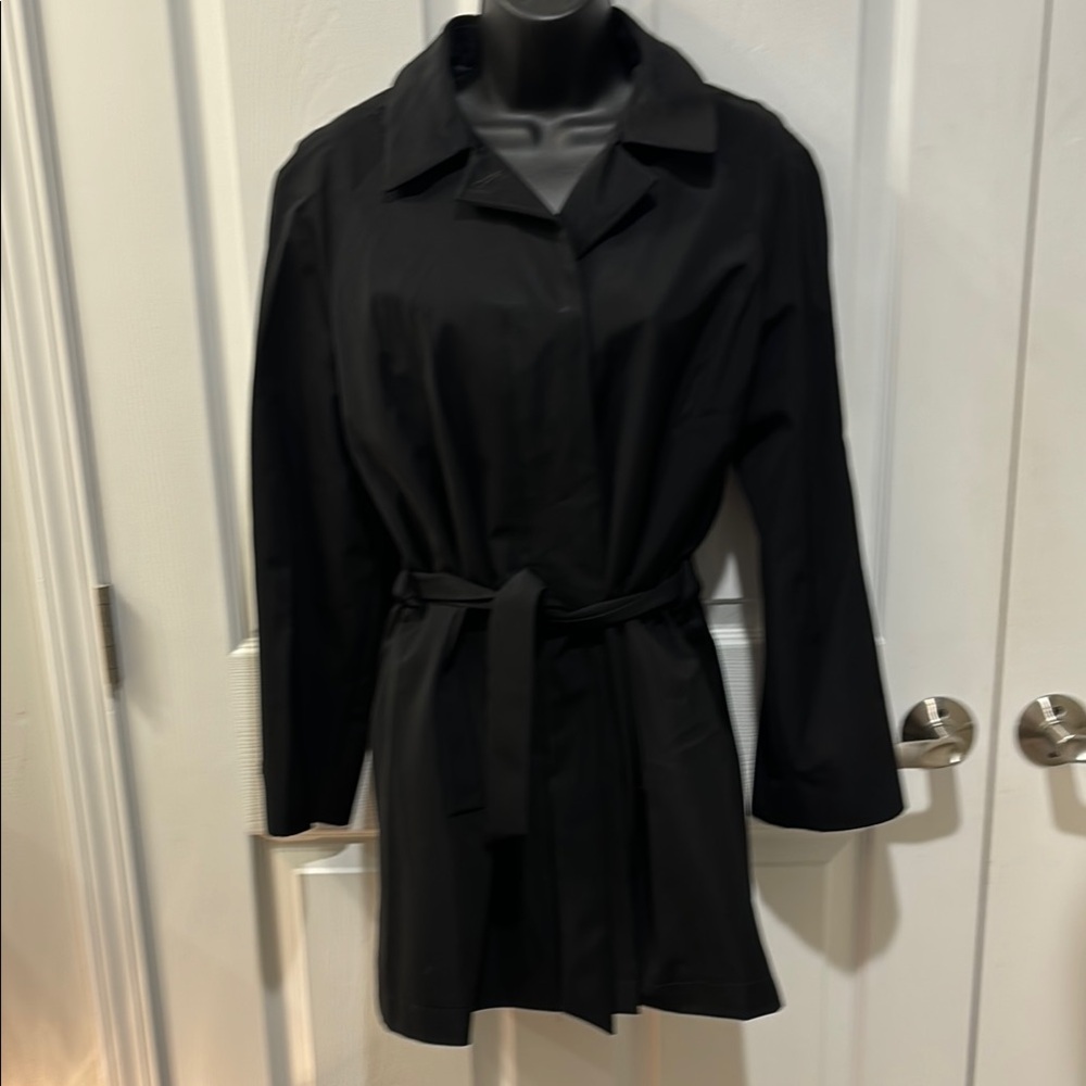 Oliver Grant Classic Black Belted Waterproof trench rain coat XS